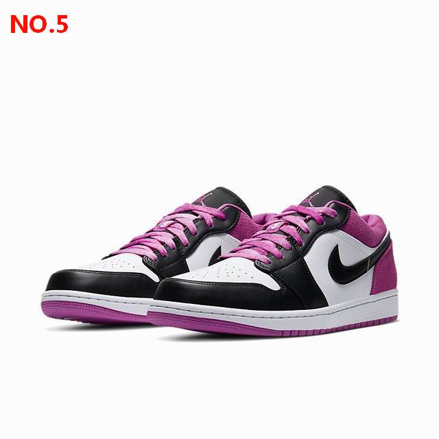 Air Jordan 1 Low Shoes Black Purple White;